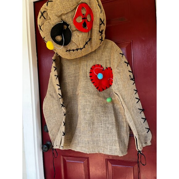Halloween Fun Costume Burlap Voodoo Doll Costume sz Medium - Picture 2 of 7
